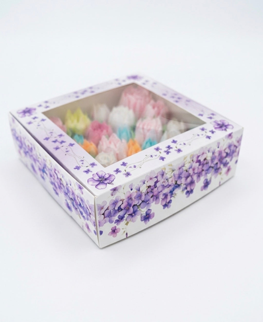 M size floral box purple