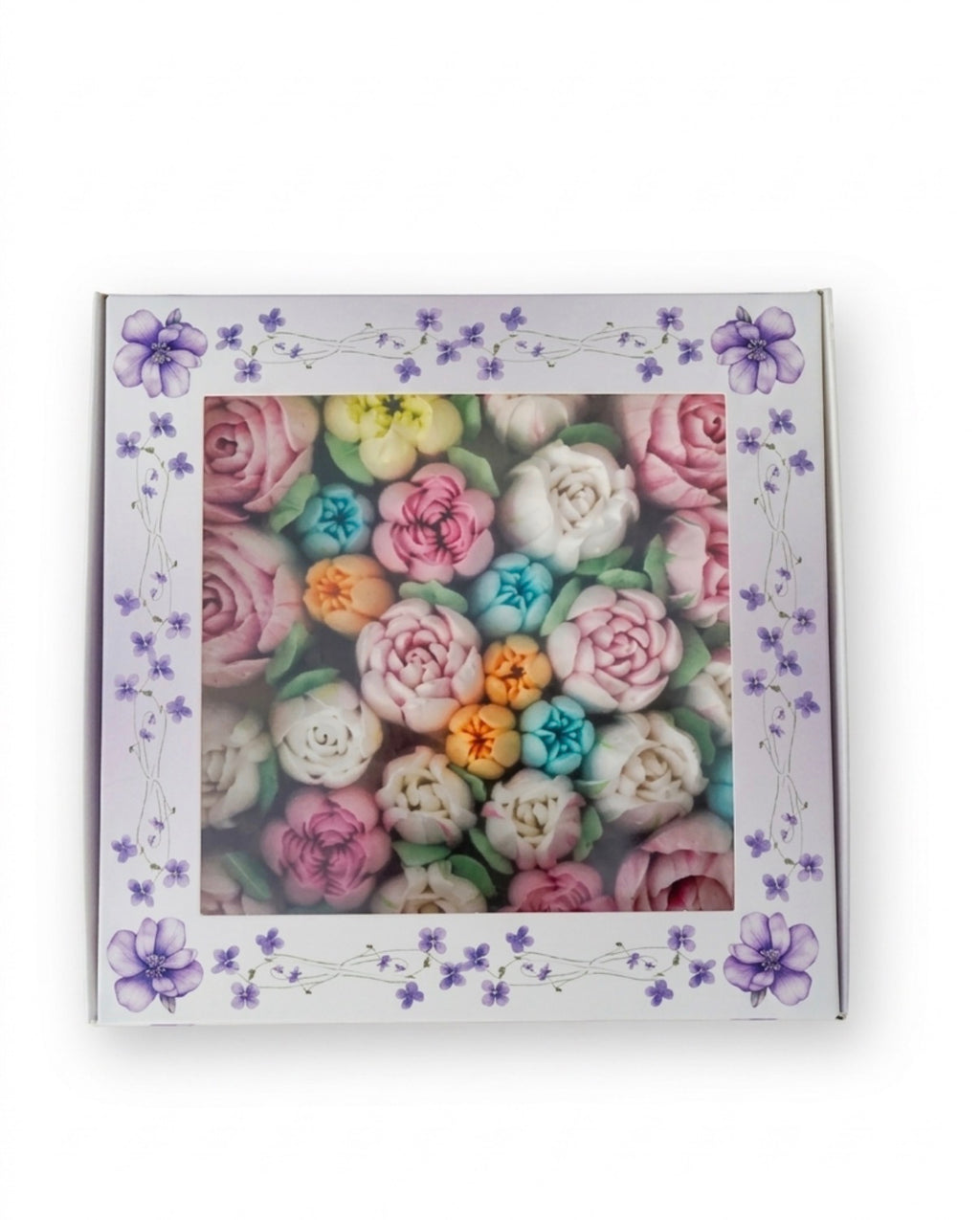 M size floral box purple